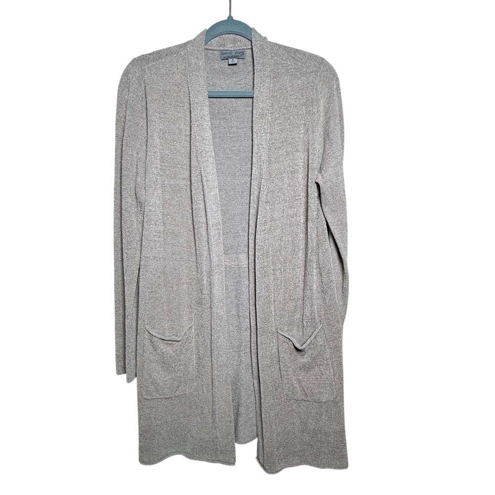Barefoot Dreams Cardigan‎ Women Medium Taupe Excellent CozyChic Ultra Lite Open - Picture 10 of 11